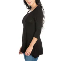 24seven Comfort Apparel Womens Boat Neck 3/4 Sleeve Tunic Top