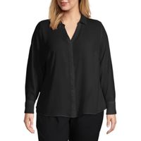 Worthington Plus Womens Soft Blouse