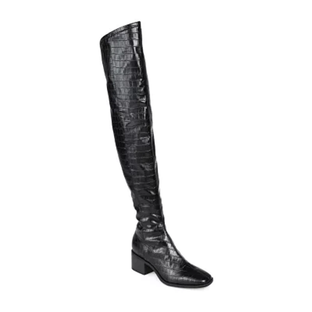 Journee Collection Womens Mariana Extra Wide Calf Block Heel Over the Knee Boots