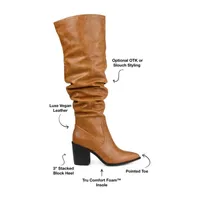 Journee Collection Womens Pia Stacked Heel Over the Knee Boots