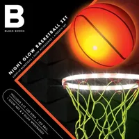 The Black Series Night Glow Basketball Set LED Light-Up Ball Net and Wristbands