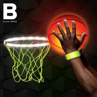 The Black Series Night Glow Basketball Set LED Light-Up Ball Net and Wristbands