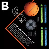 The Black Series Night Glow Basketball Set LED Light-Up Ball Net and Wristbands