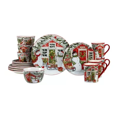 Certified International Snowman's Farmhouse 16pc. Dinnerware Set