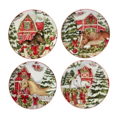 Certified International Homestead Christmas 4-pc. Dessert Plate