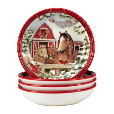 Certified International Homestead Christmas 4-pc. Soup Bowl