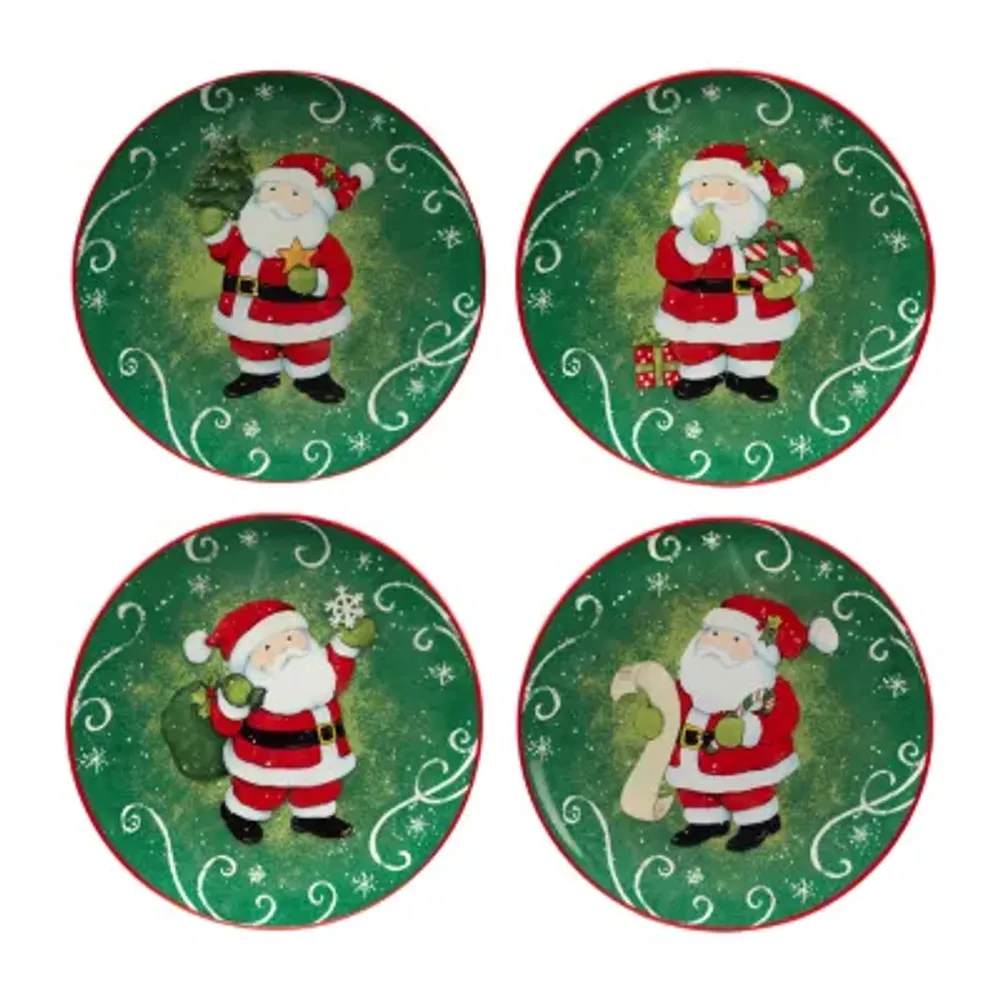 Certified International Holiday Magic Santa 4-pc. Dessert Plate