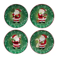 Certified International Holiday Magic Santa 4-pc. Dessert Plate