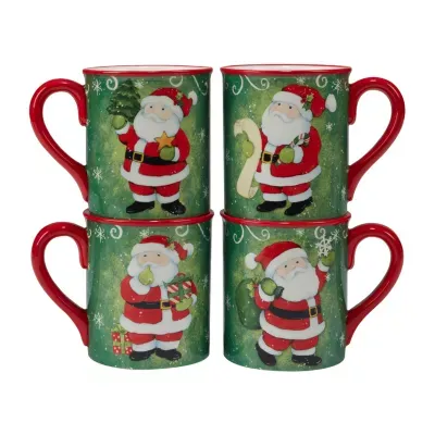 Certified International Holiday Maagic Santa 4-pc. Mug Set