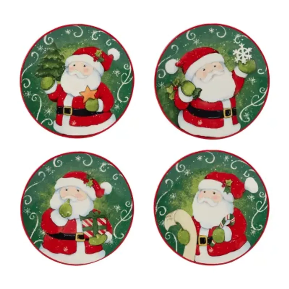 Certified International Holiday Magic Santa 4-pc.Canape Plate Set