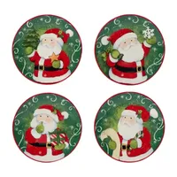 Certified International Holiday Magic Santa 4-pc.Canape Plate Set