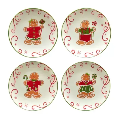 Certified International Holiday Magic Gingerbread 4-pc. Dessert Plate