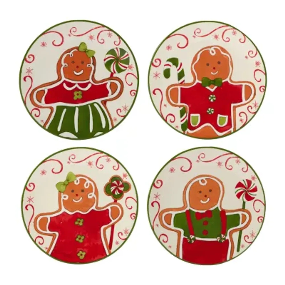 Certified International Holiday Magic Gingerbread 4-pc. Canape Plate