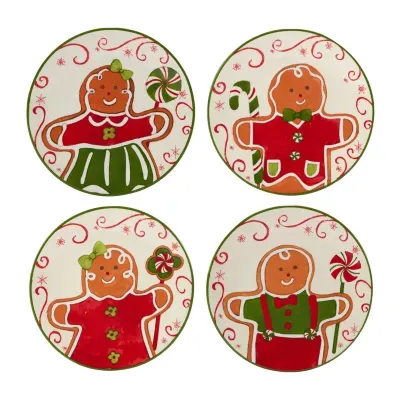 Certified International Holiday Magic Gingerbread 4-pc. Canape Plate