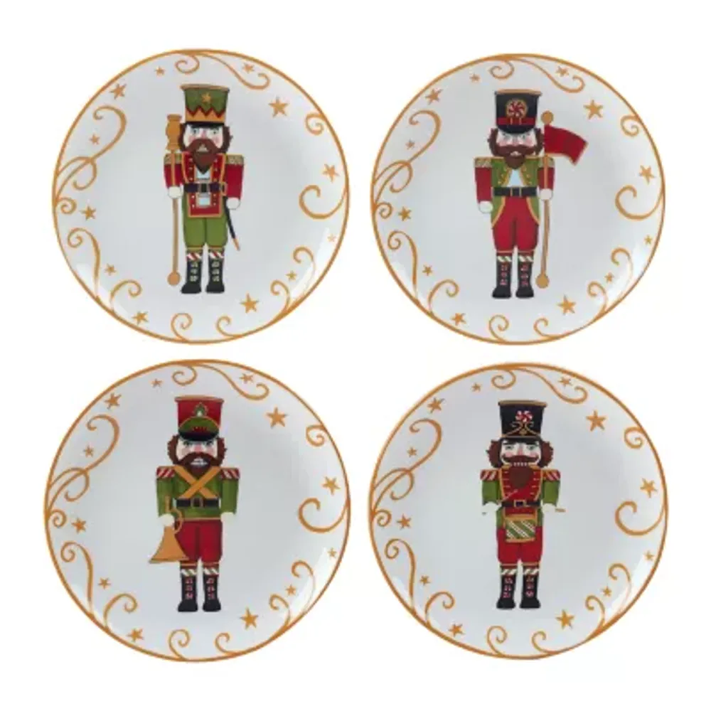 Certified International Holiday Magic Nutcracker 4-pc. Dessert Plate Set