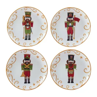 Certified International Holiday Magic Nutcracker 4-pc. Dessert Plate Set