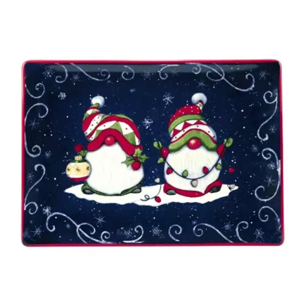 Certified International Holiday Magic Gnomes Rectangular Platter