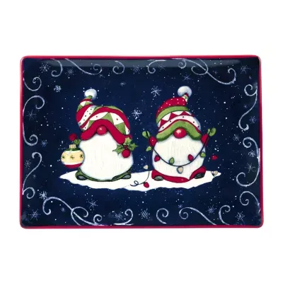 Certified International Holiday Magic Gnomes Rectangular Platter