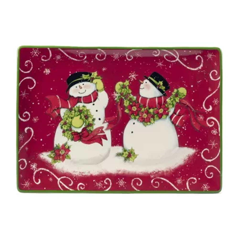 Certified International Holiday Magic Snowman Serving Platter