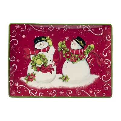 Certified International Holiday Magic Snowman Serving Platter