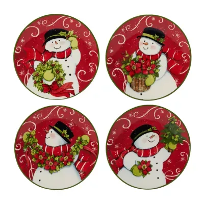 Certified International Holiday Magic Snowman 4-pc. Canape Plate