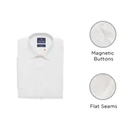 Stafford Magna Ready® Mens Regular Fit Easy-on + Easy-off Sensory Friendly Adaptive Stretch Fabric Wrinkle Free Short Sleeve Dress Shirt