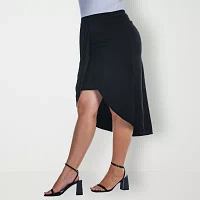 24seven Comfort Apparel Womens Mid Rise Pencil Skirt-Plus