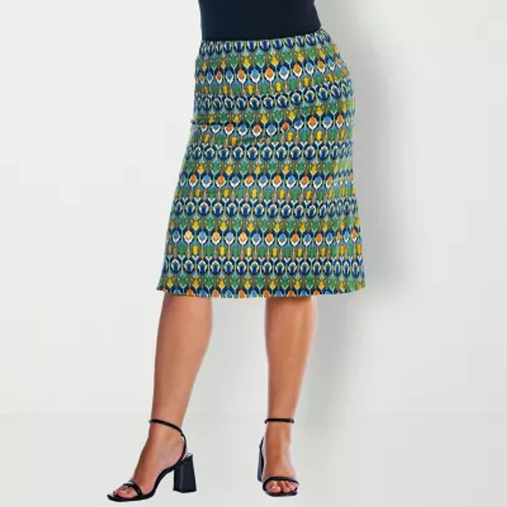 24seven Comfort Apparel Womens Mid Rise A-Line Skirt-Plus