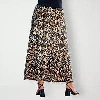 24seven Comfort Apparel Womens Mid Rise Long A-Line Skirt-Plus