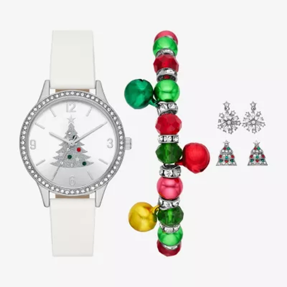 Womens Crystal Accent White 6-pc. Watch Boxed Set Fmdjps211