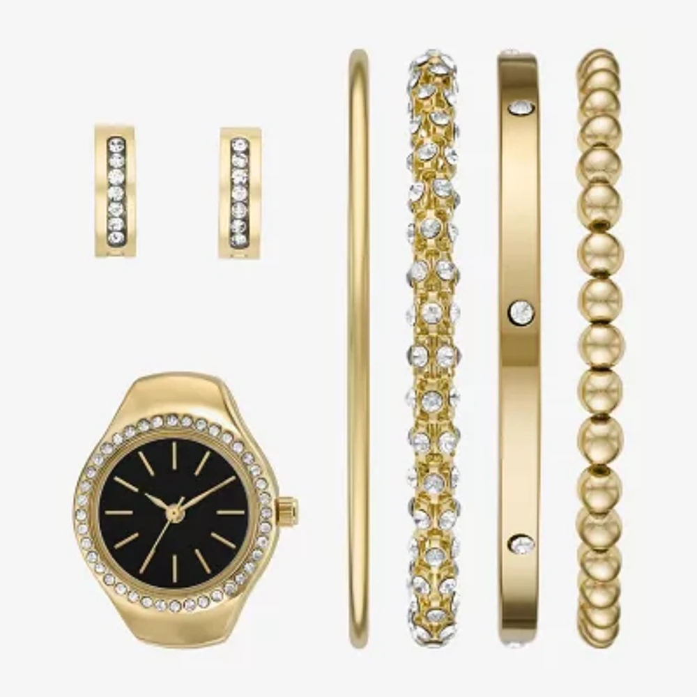 Womens Crystal Accent Gold Tone Stainless Steel 6-pc. Watch Boxed Set Fmdjset716