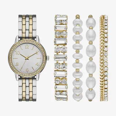 Womens Crystal Accent Two Tone 5-pc. Watch Boxed Set Fmdjset718