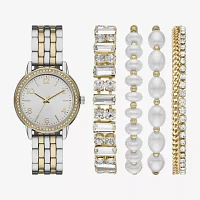 Womens Crystal Accent Two Tone 5-pc. Watch Boxed Set Fmdjset718