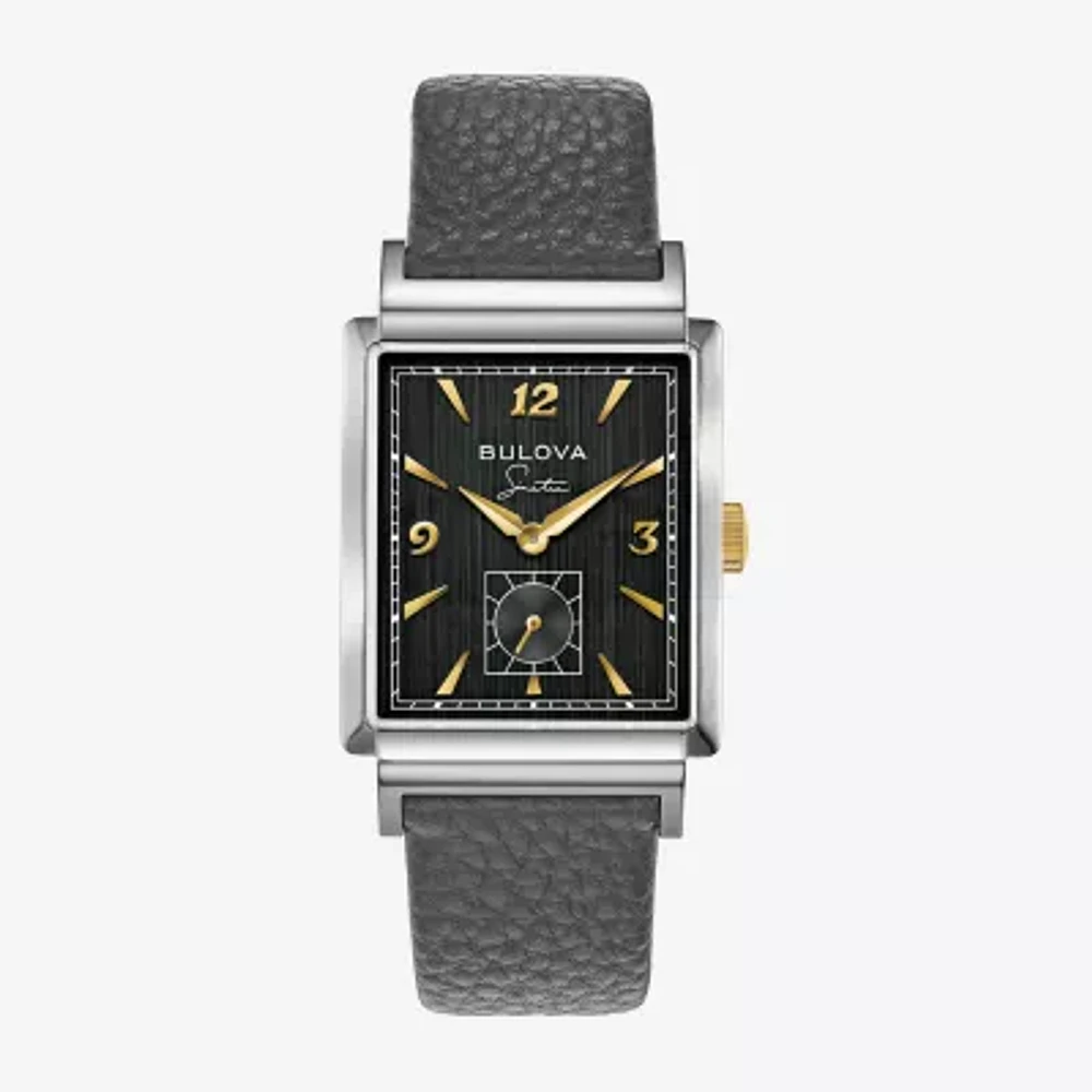 Bulova Frank Sinatra Mens Gray Leather Strap Watch 98a261