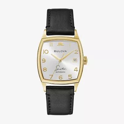 Bulova Frank Sinatra Mens Automatic Black Leather Strap Watch 97b197