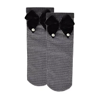 MeMoi Pearl Bow Houndstooth 1 Pair Quarter Ankle Socks Womens