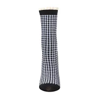 MeMoi Houndstooth Lace Cuff 1 Pair Crew Socks Womens