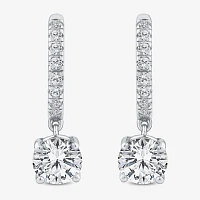 (H / Si2) 2 1/4 CT. T.W. Lab Grown White Diamond 10K White Gold 20.4mm Round Hoop Earrings