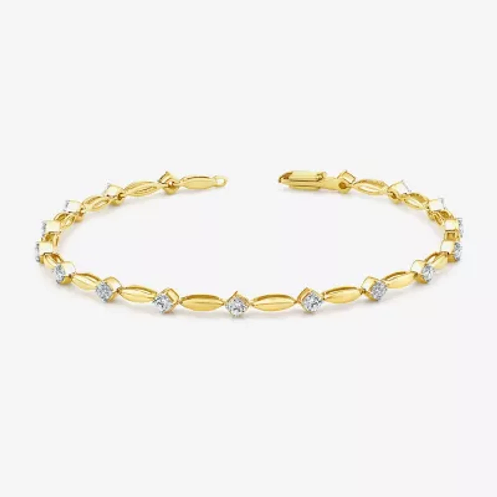 (I1/ I) 1 CT. T.W. Lab Grown White Diamond 10K Yellow Gold 7 or 8 Inch Tennis Bracelet