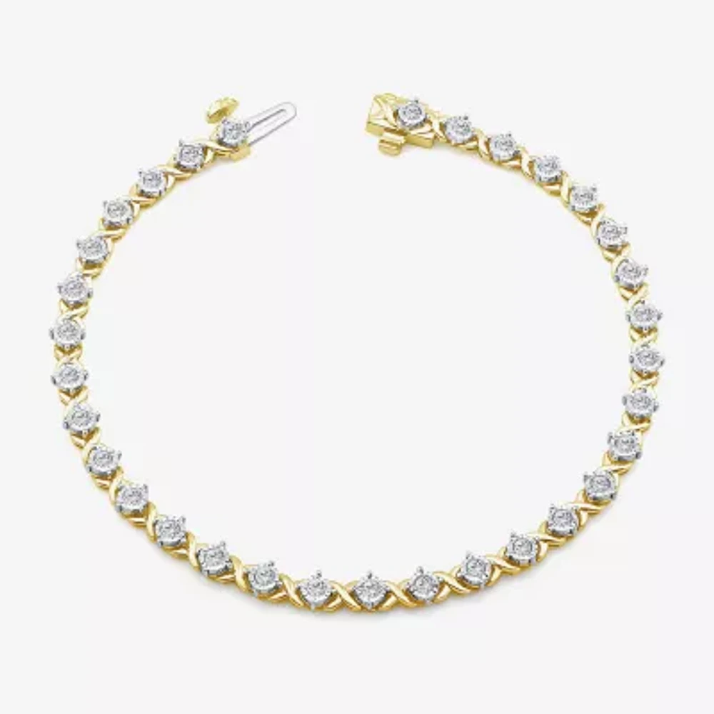 (I1/ I) 1 CT. T.W. Lab Grown White Diamond 10K Yellow Gold 7.25 or 8 Inch Tennis Bracelet