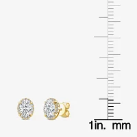 (H / Si2) 1 1/2 CT. T.W. Lab Grown White Diamond 10K Gold 8.6mm Oval Stud Earrings