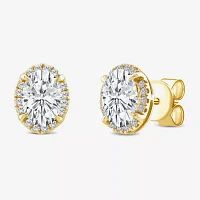 (H / Si2) 1 1/2 CT. T.W. Lab Grown White Diamond 10K Gold 8.6mm Oval Stud Earrings