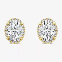 (H / Si2) 1 1/2 CT. T.W. Lab Grown White Diamond 10K Gold 8.6mm Oval Stud Earrings