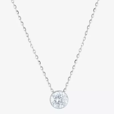 Floating Diamonds (F / Vs2) Womens 1/2 CT. T.W. Lab Grown White Diamond 14K White Gold Round Pendant Necklace