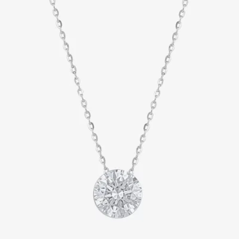 Floating Diamonds (F / Vs2) Womens 1 1/2 CT. T.W. Lab Grown White Diamond 14K White Gold Round Pendant Necklace