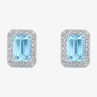 Yes, Please! Genuine Blue Topaz Sterling Silver 8mm Stud Earrings