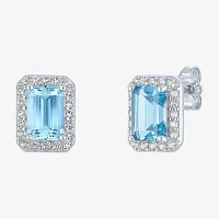 Yes, Please! Genuine Blue Topaz Sterling Silver 8mm Stud Earrings