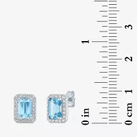 Yes, Please! Genuine Blue Topaz Sterling Silver 8mm Stud Earrings