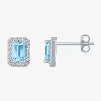 Yes, Please! Genuine Blue Topaz Sterling Silver 8mm Stud Earrings