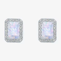 Yes, Please! Lab Created White Opal Sterling Silver 8mm Stud Earrings